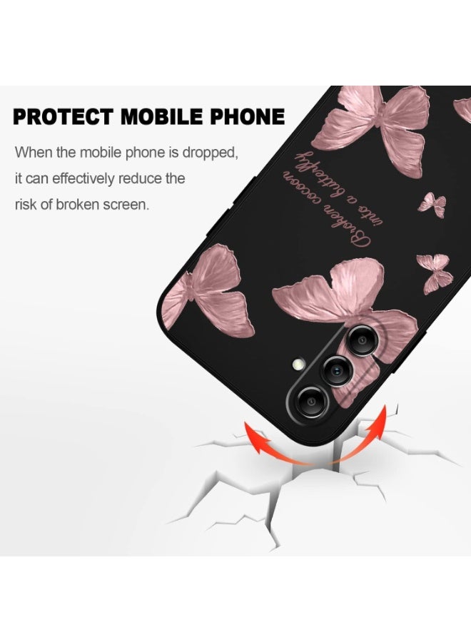 حافظة TPU ناعمة Red Butterfly لهاتف Samsung Galaxy M55 5G  غطاء سيليكون مقاوم للصدمات (أسود، Samsung Galaxy M55 5G ) - Image 4